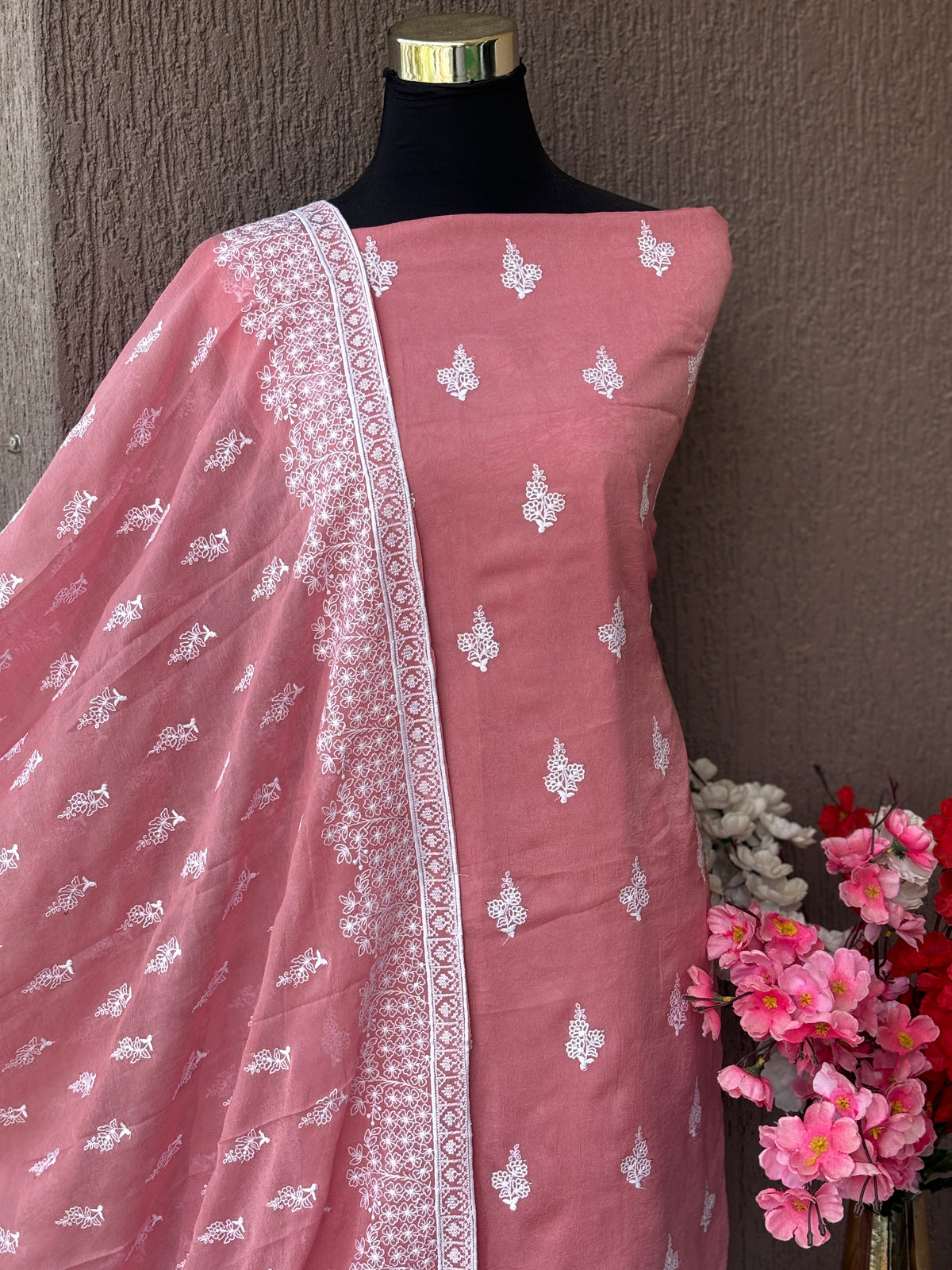 Premium Crushed Chiffon 3-Piece Unstitched Suit Set