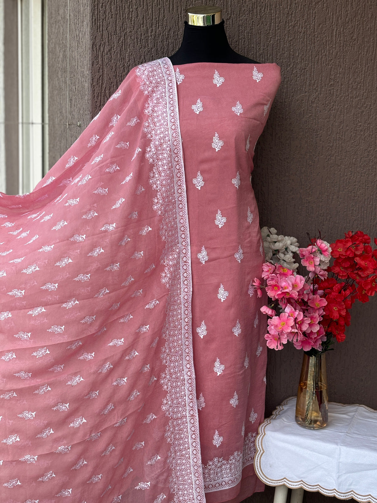Premium Crushed Chiffon 3-Piece Unstitched Suit Set