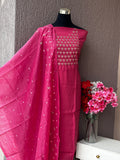 Mul Chanderi 3-Piece Unstitched Dress Material Set | Weavers Collection