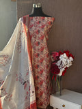 Semi Tussar silk  Floral Printed 3-Piece Unstitched Suit Set