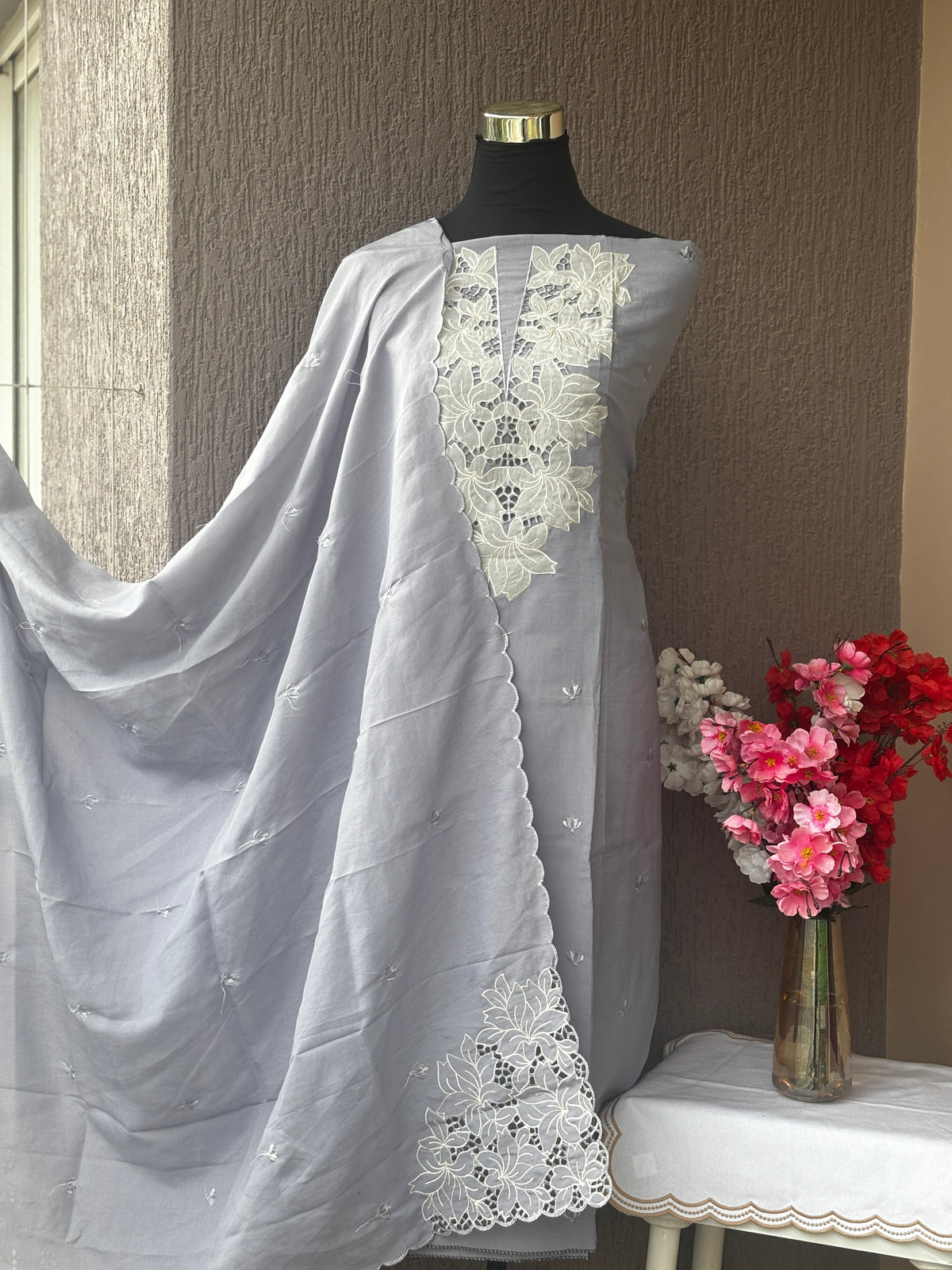 Roman silk 3-Piece Unstitched Dress Material Set | Weavers Collections