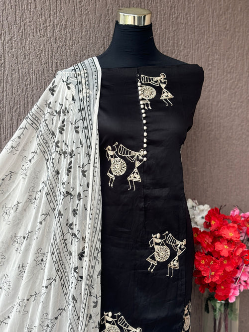 Cotton 3-Piece Unstitched Dress Material Set