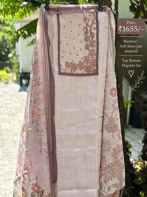 Linen Jute 3-Piece Unstitched Suit Material