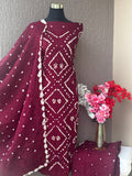 Cotton Bandhani 3-Piece Unstitched Dress Material Set | Weavers Collection