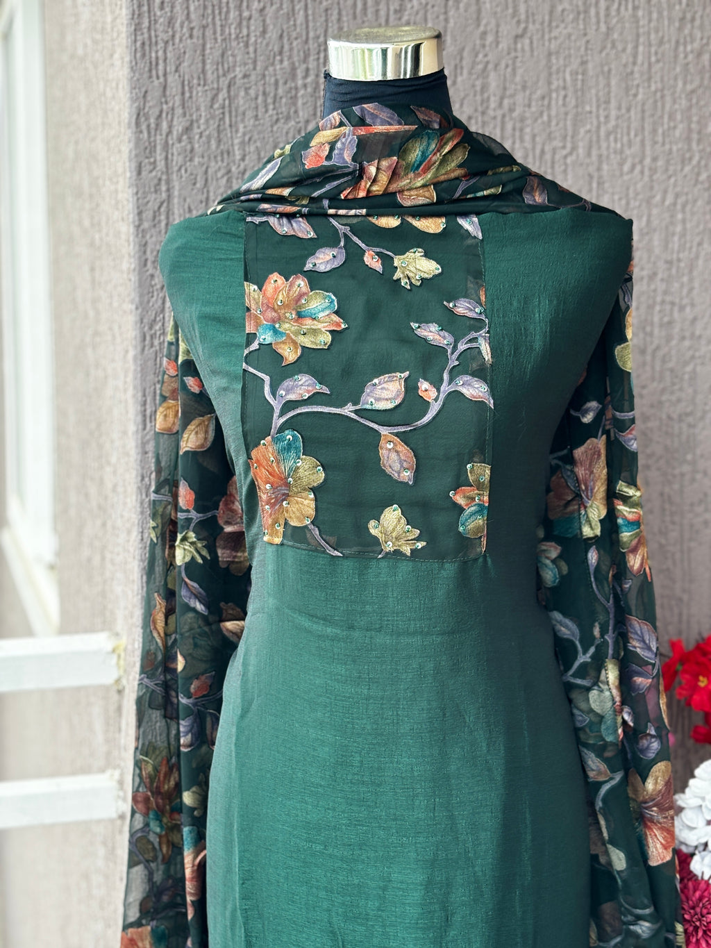 Vichitra Silk 3-Piece Unstitched Dress Material Set | Weavers Collection